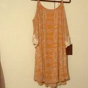 Yellow Boho Off the shoulder dress NWT